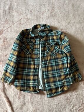 Gymboree Plaid Fleece-Lined Shirt Jacket - Green & Brown